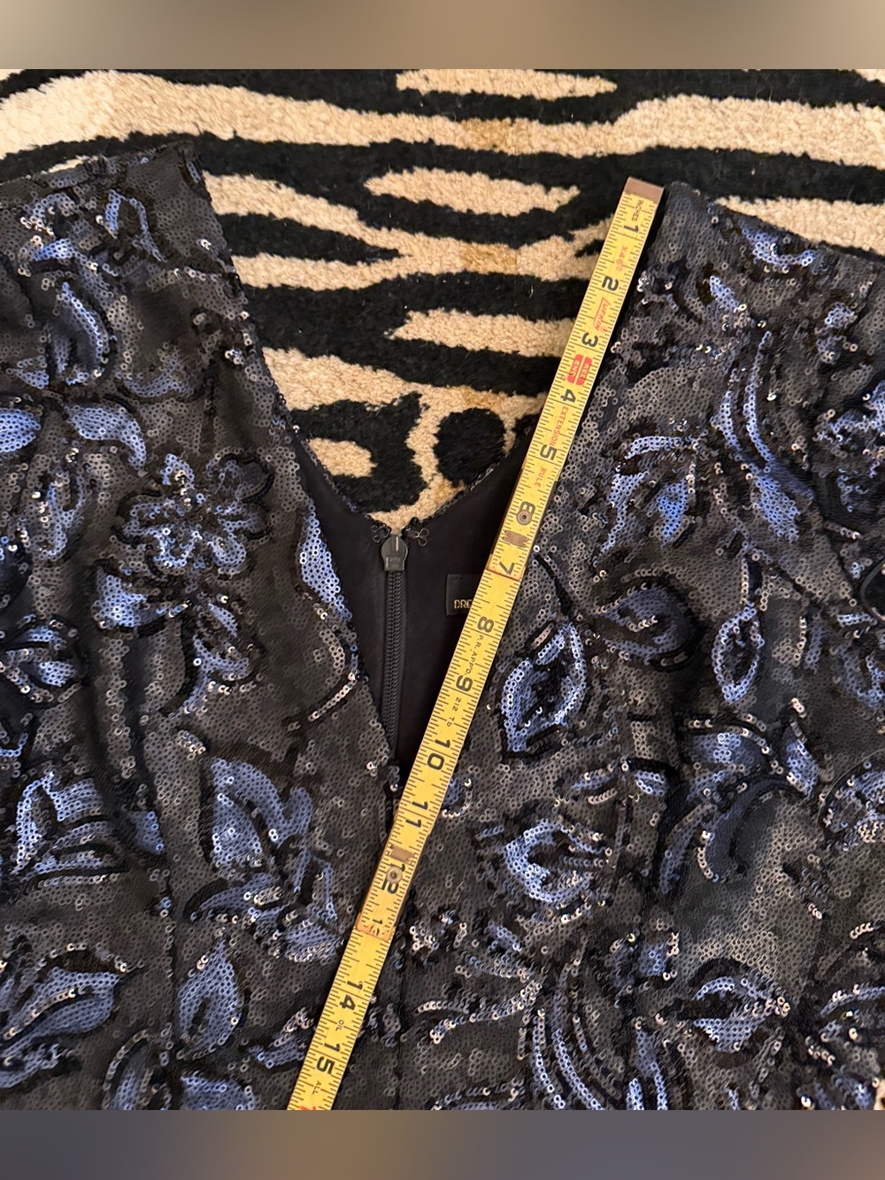 Dress the Population Allison Sequin Midi Dress Black Blue Size Large EUC - Picture 12 of 17